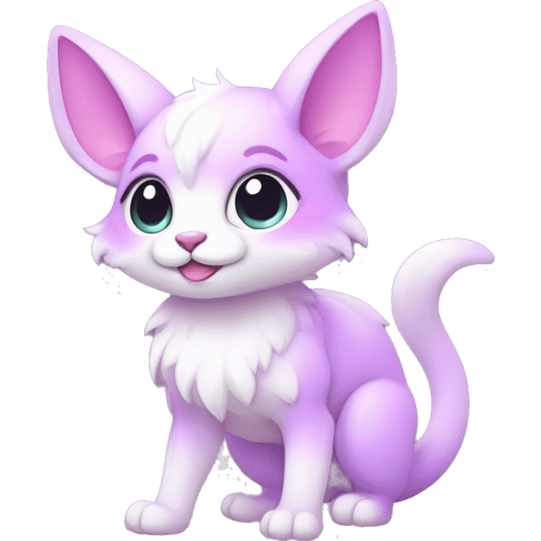 Kawaii cute colorful bright light pastel lilac-pink-white-gradient fantasy ethereal anthro fursona animal creature emoji