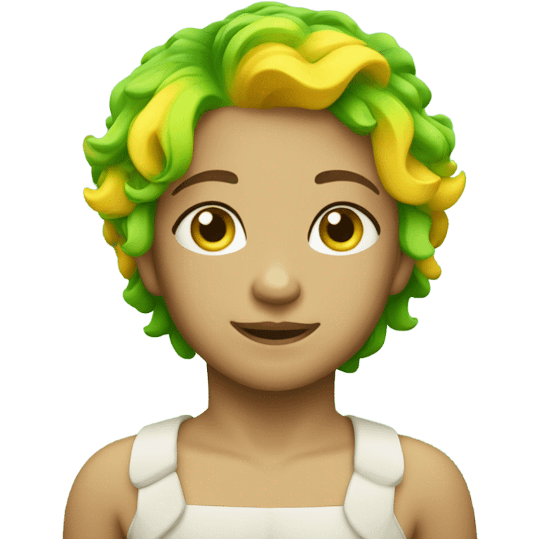 cupid with green and yellow hair emoji