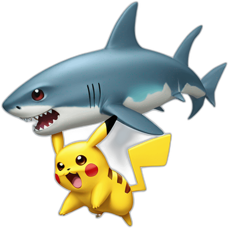 Pikachu déguisé, en requin emoji