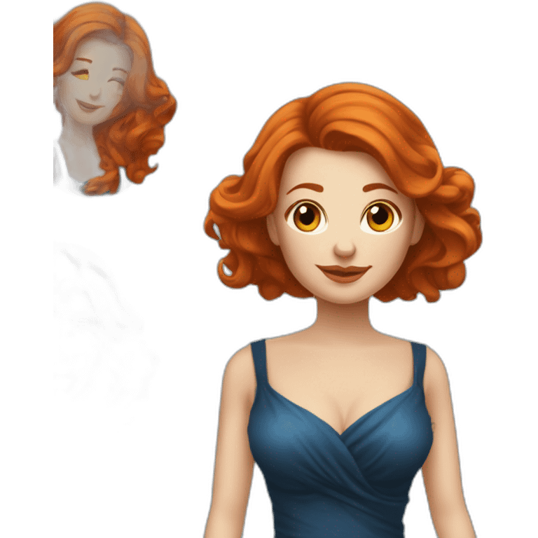 Une rousse tatouée dans une robe bleue foncé emoji