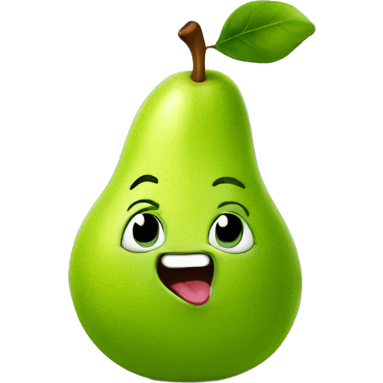 Green Cute pear with tongue emoji