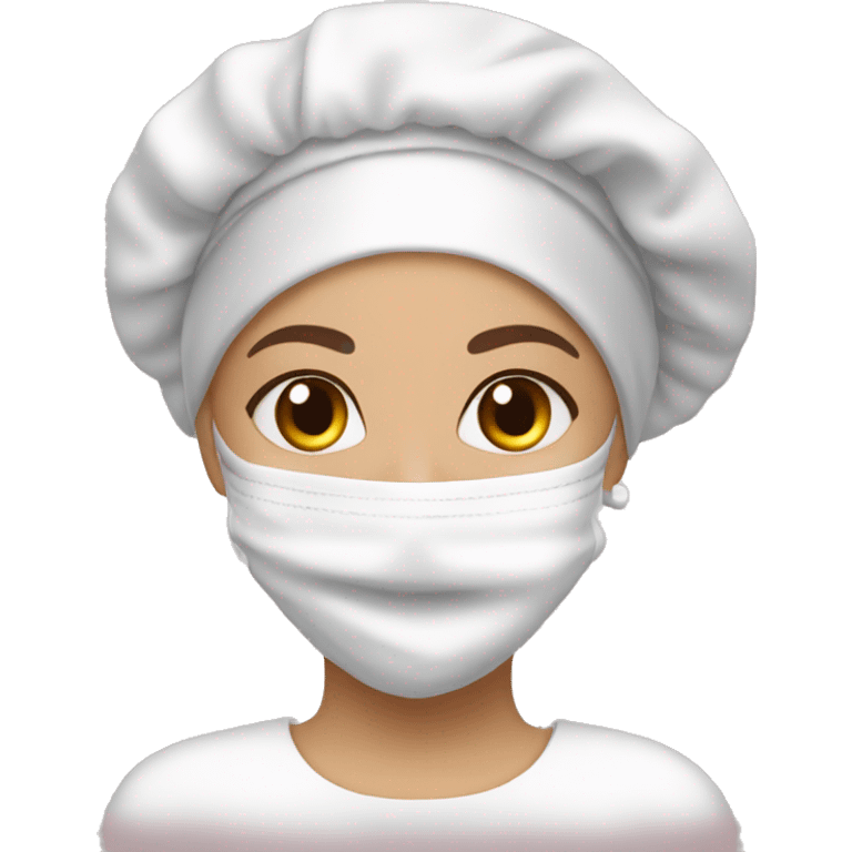 Satin bonnet white lady self care  emoji