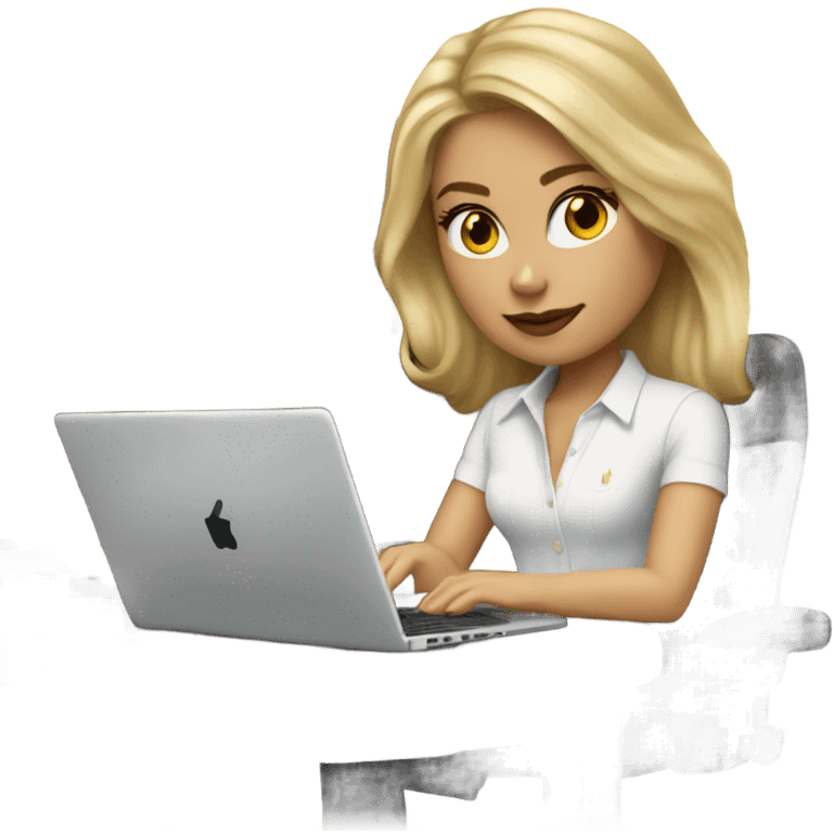 Blonde Ralph lauren women working at desk with lap top emoji