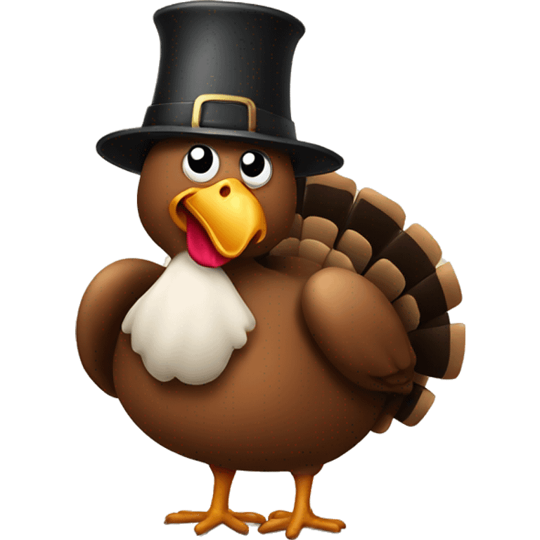 a turkey wearing a pilgrim hat emoji