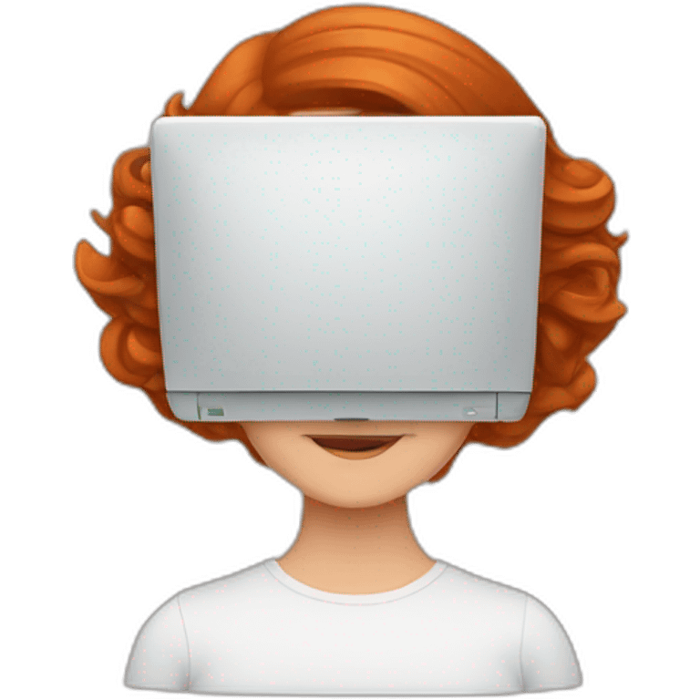 redhead woman behind computer emoji