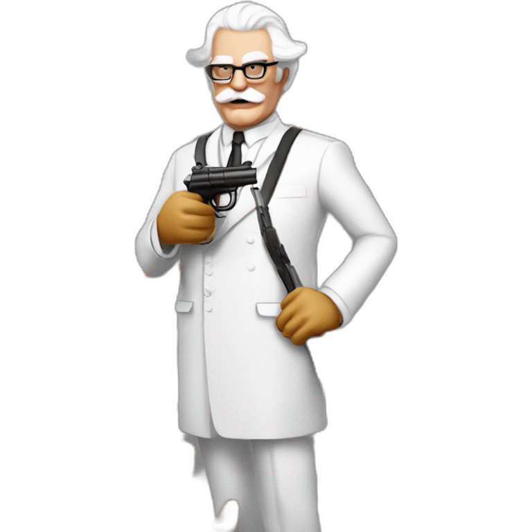 Colonel Sanders using a chicken gun emoji