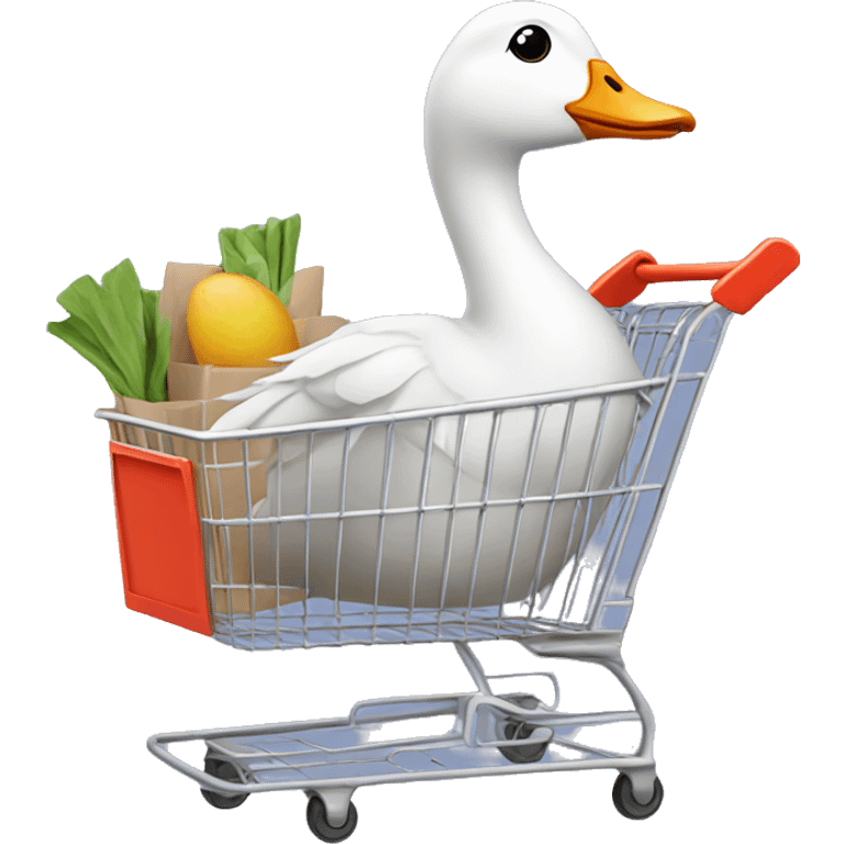 Goose with a shopping cart emoji