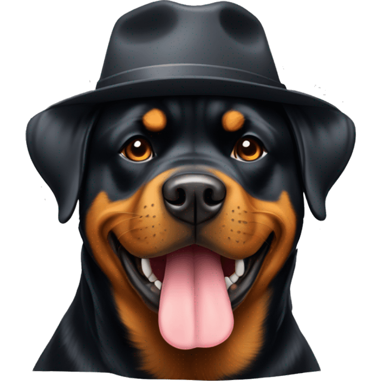 Rottweiler wearing hat emoji