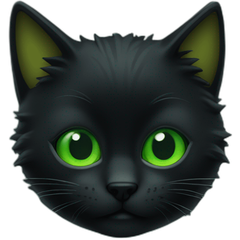 Chat noir poiles long au yeux vert emoji