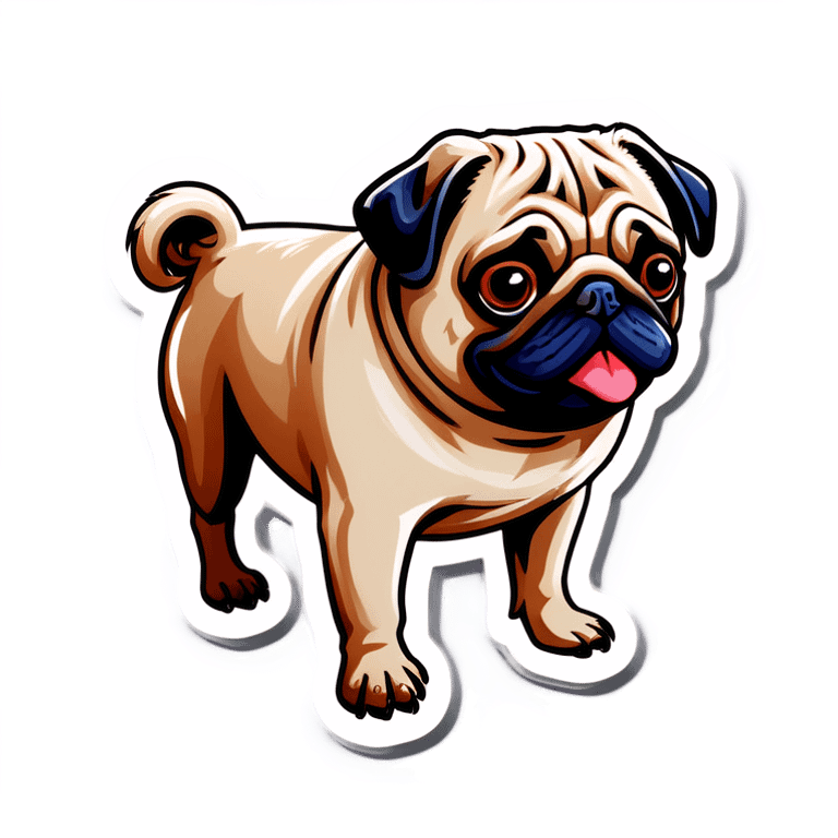 realistic portrait of a pug emoji