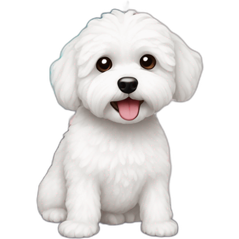 white maltipoo watching tv emoji