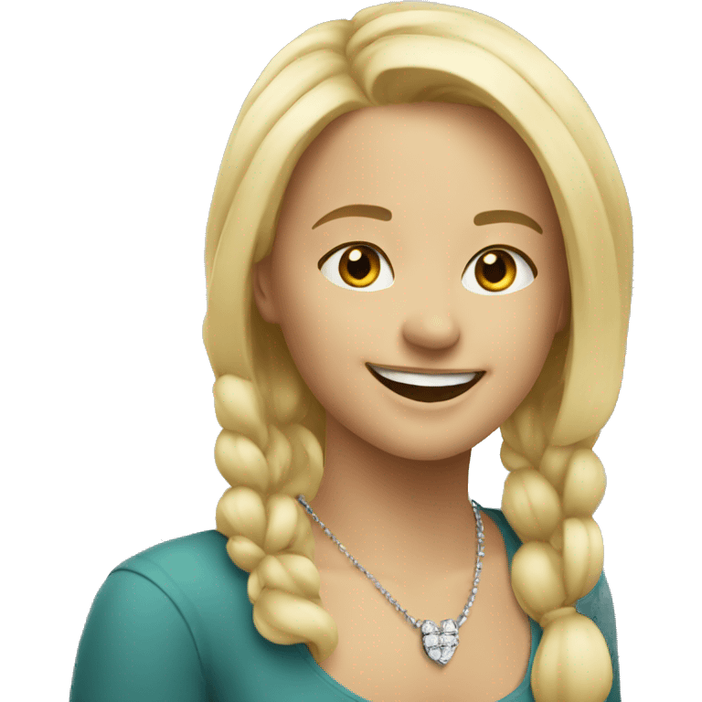 smiling blonde girl with necklace emoji