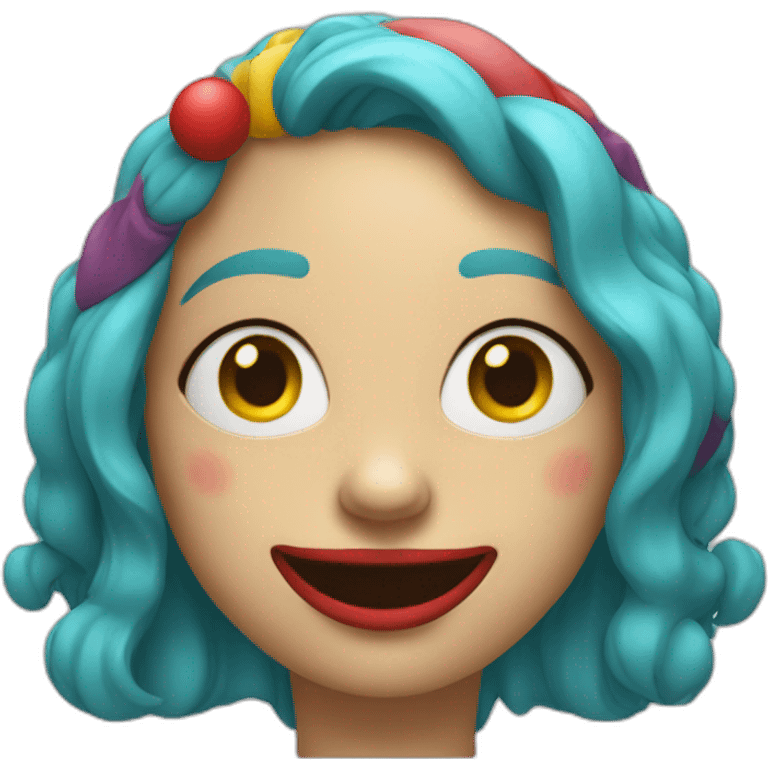 Woman with happy clown face Shrugging emoji