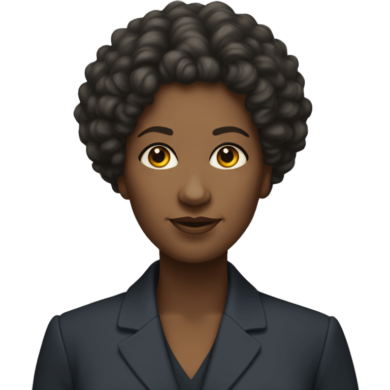 A  middle-aged  black  woman  with  curly  hair  and  a  round  face,  dressed  in  a  suit. emoji