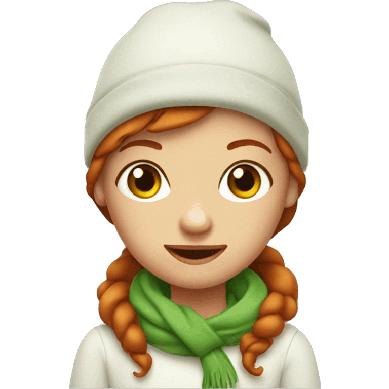 Fille rousse avec toque yeux verts emoji