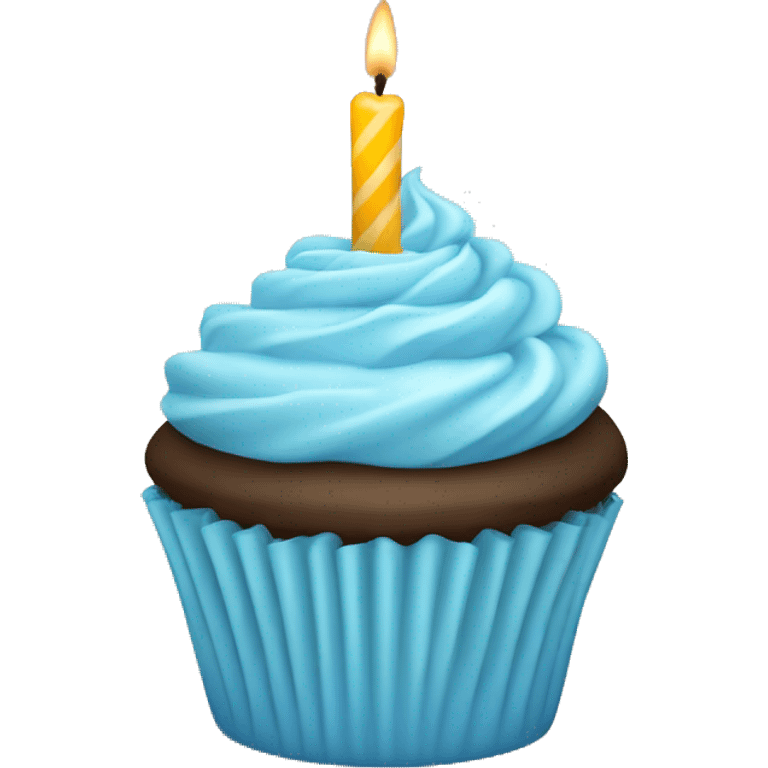 Light blue birthday cupcake candle emoji