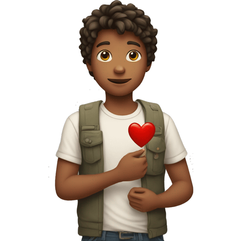 Boy with heart in hand emoji