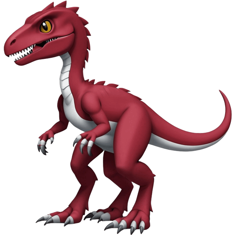  Cool Edgy Maroon Digimon-Fakemon-Velociraptor full body emoji