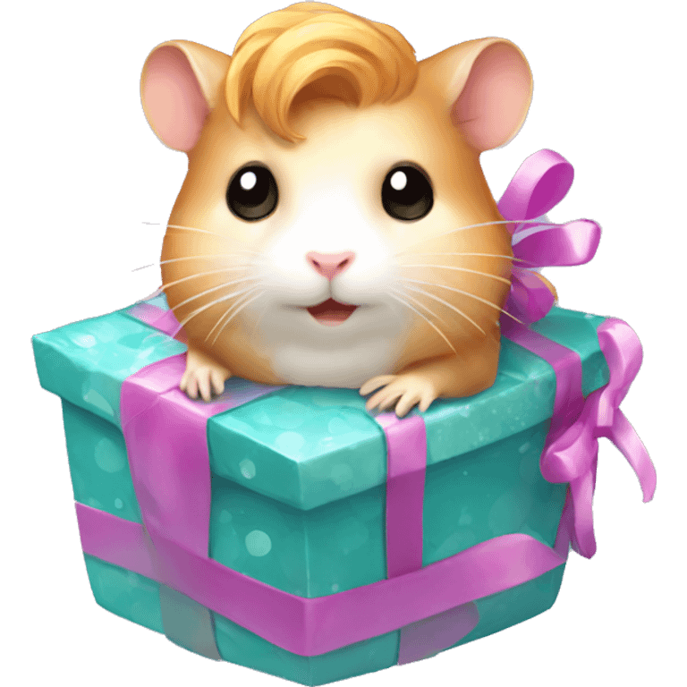 hamster mermaid with a gift emoji