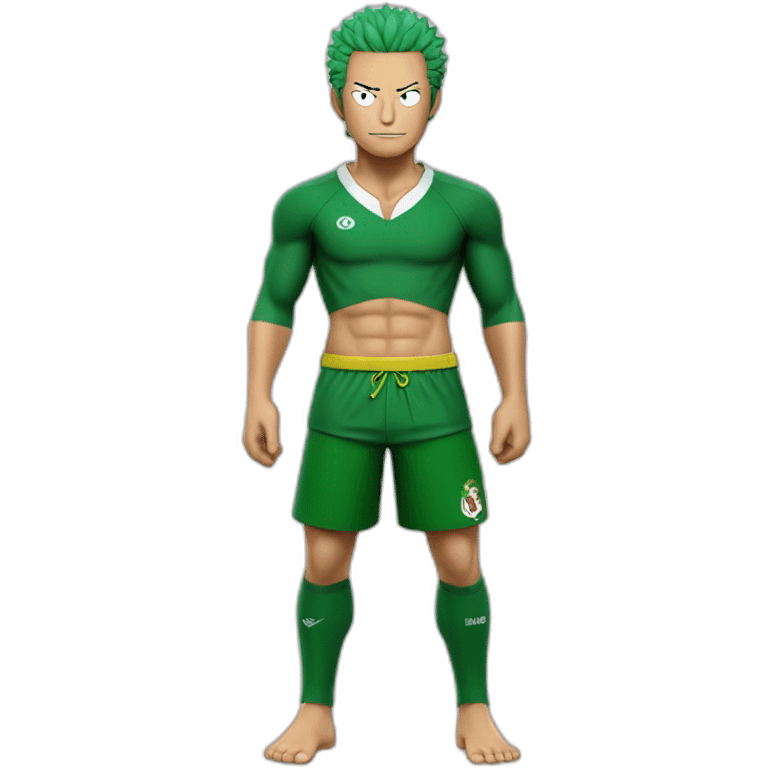 rononoa zoro de one piece qui porte le maillot de foot avec le logo l'Algérie emoji