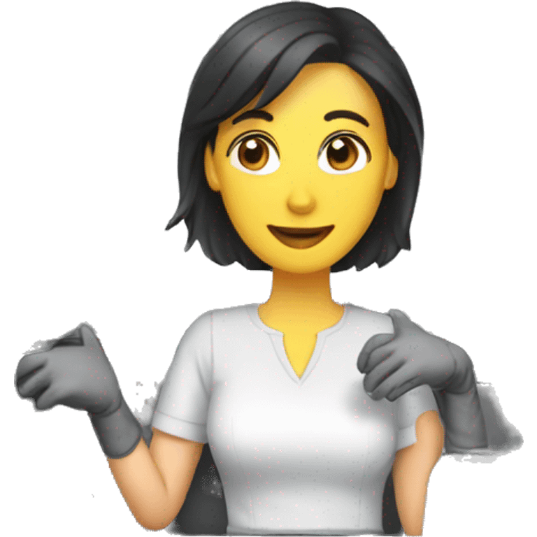 a women working in a glovebox emoji