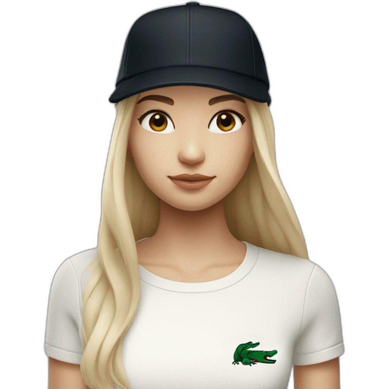 Lacoste bag girl with black lacoste cap emoji