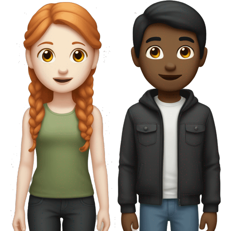 pale redhead girl with a pale black hair boy emoji