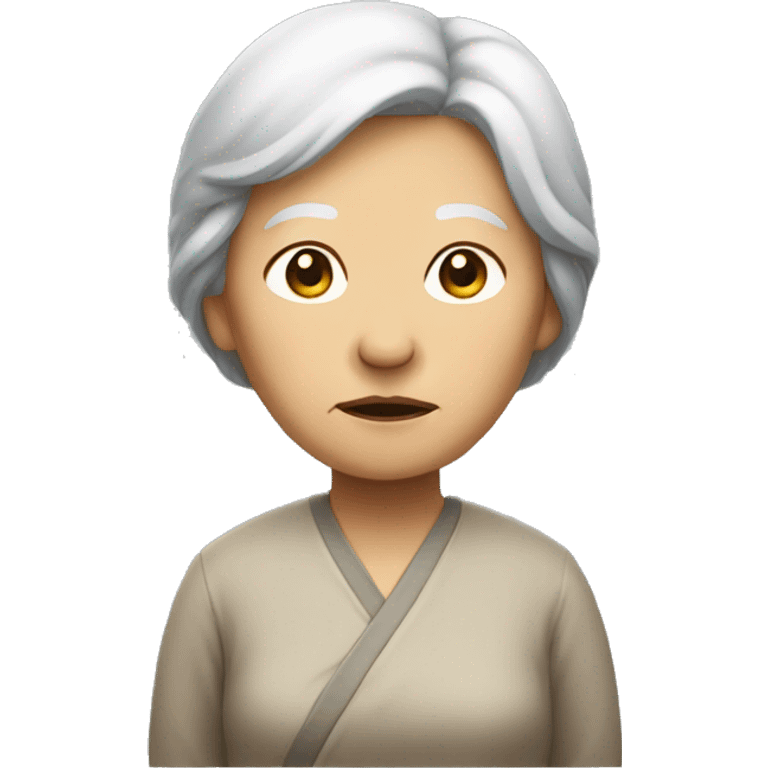 old sad asian lady standing upfront  emoji