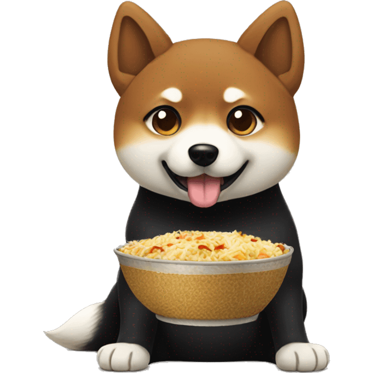 Black shibainu-eating-biriyani emoji