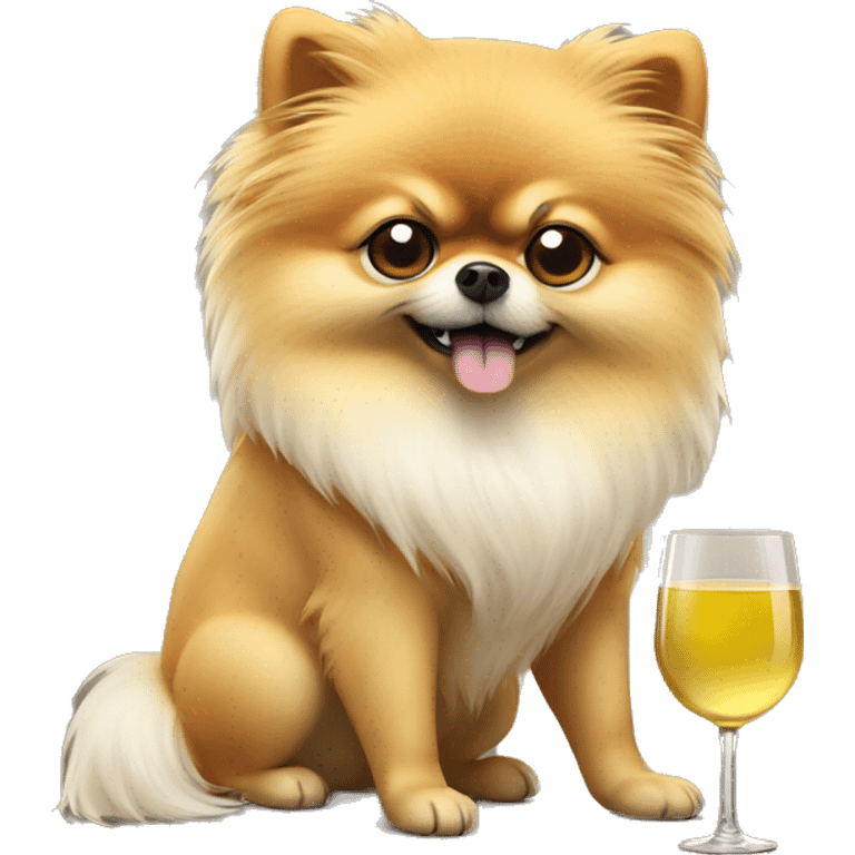 angry pomeranian with white wine in paw emoji