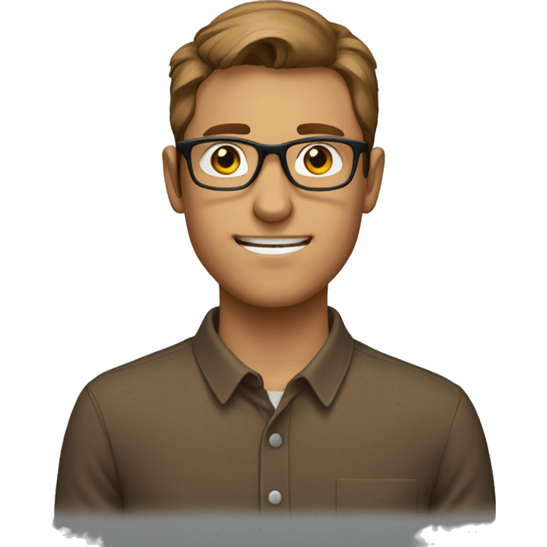 A brown shirt haired guy with glasses  emoji