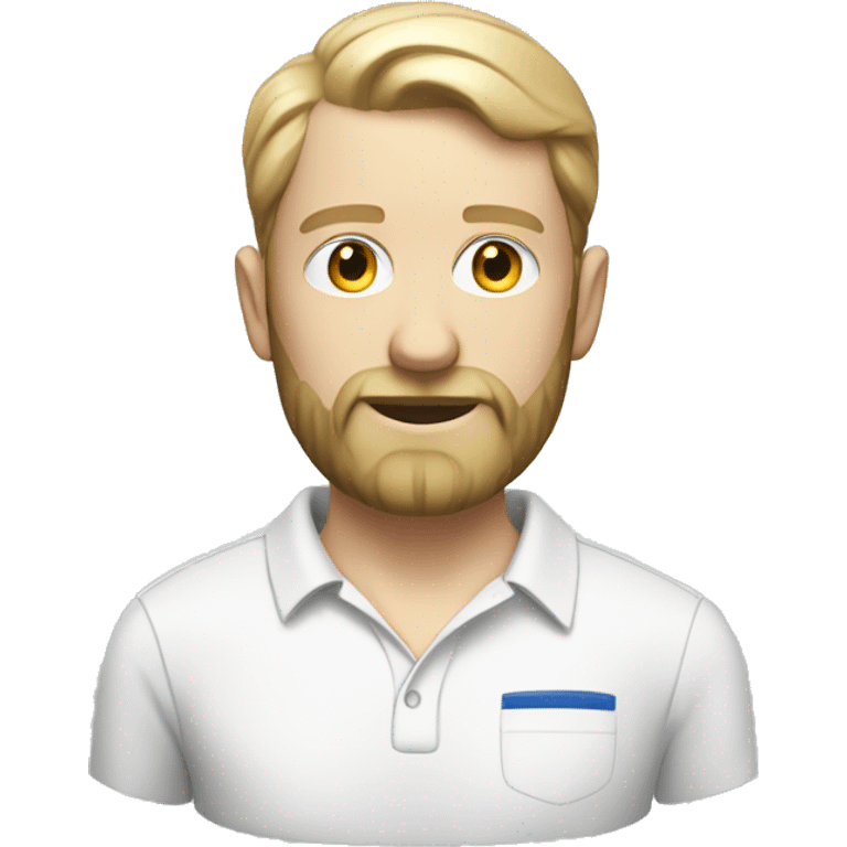  a pale man with beard and a comb over wearing a polo t shirt emoji