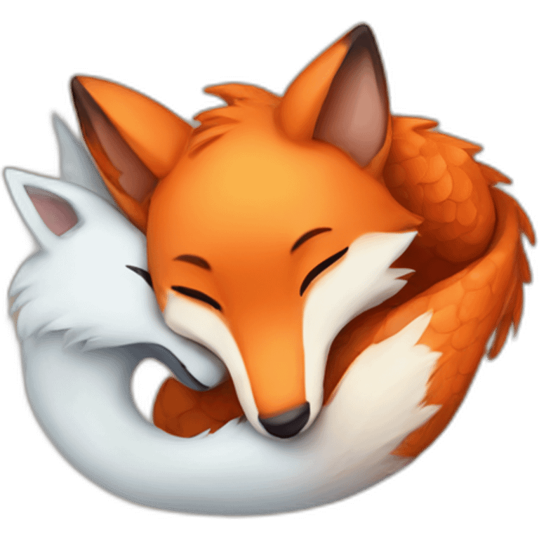 fox and dragon cuddling emoji