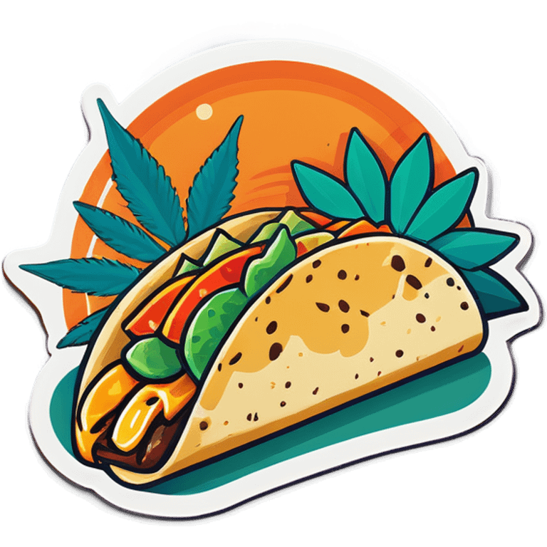 Cannabis leaf with tacos and orange cats emoji