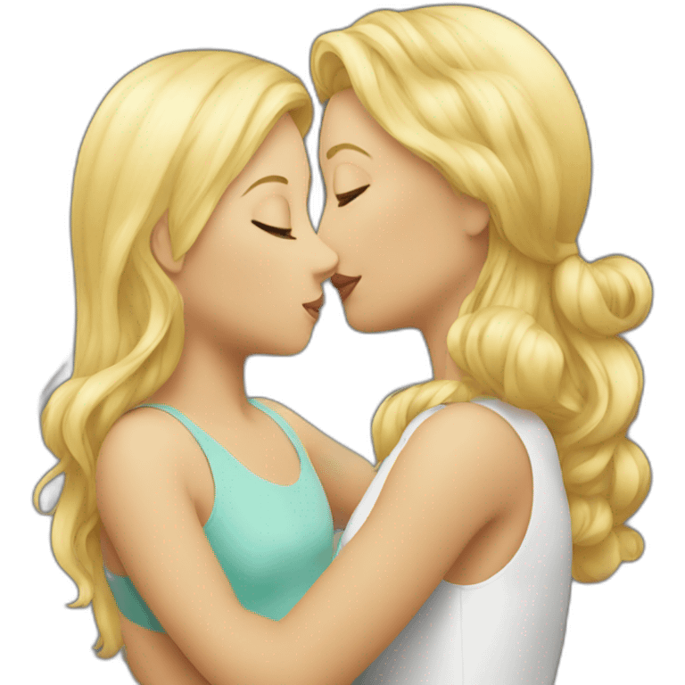 blond woman kissing girl emoji