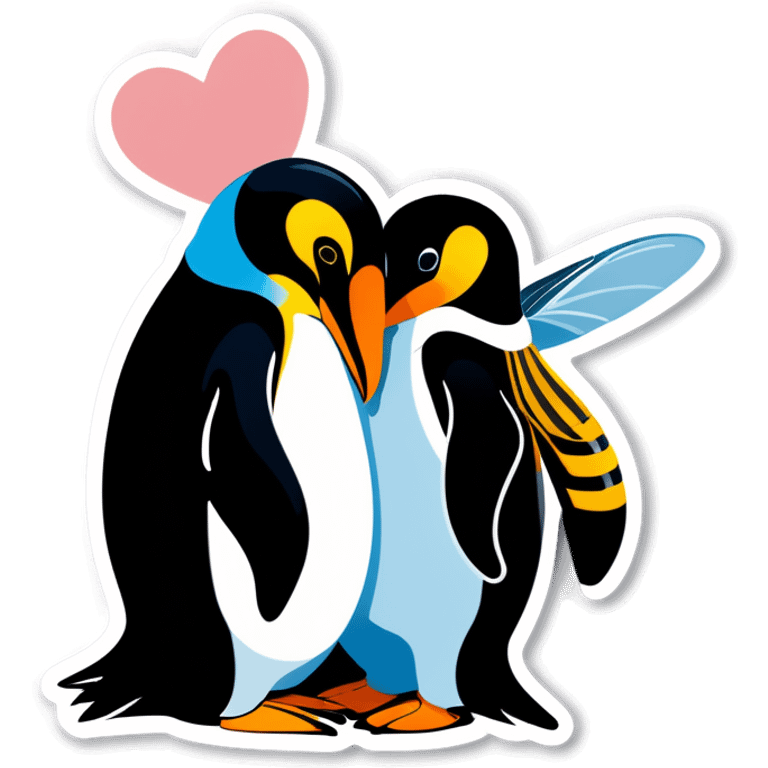 Penguin kissing bee  emoji