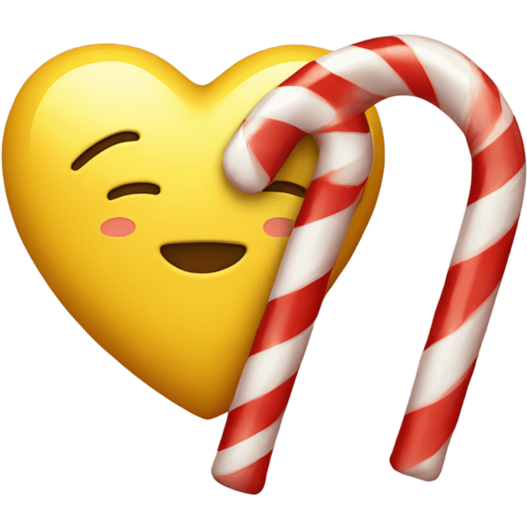 Yellow heart with a candy cane  emoji