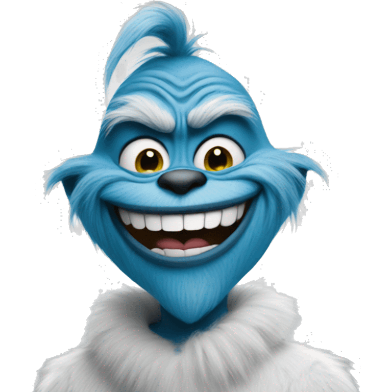 Blue grinch smiling  emoji