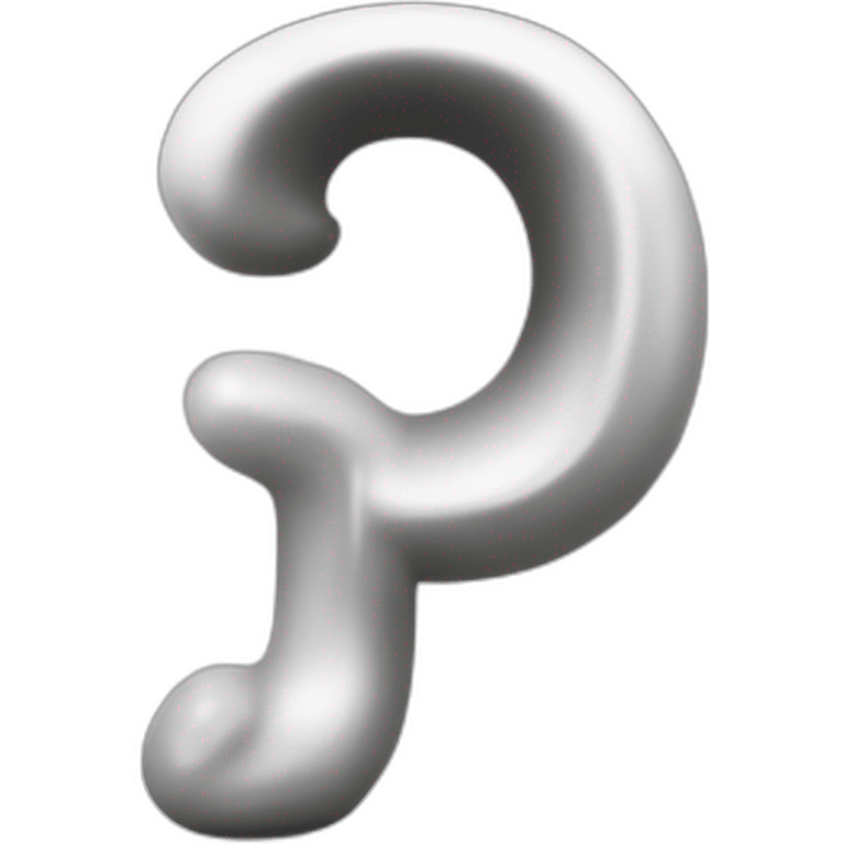 emoji of the letter P, 3 d form beautiful font, typography, black and white, realistic emoji