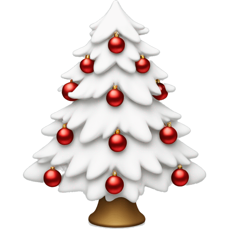 White christmas tree with red ornaments emoji