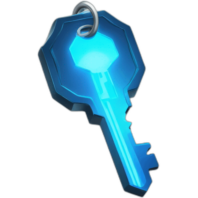 cyber metal key with blue light emoji