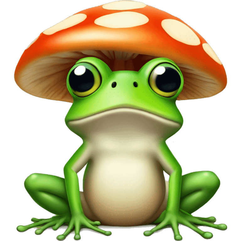 frog sitting under a mushroom cap emoji