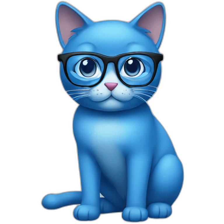 blue cat with glasses emoji