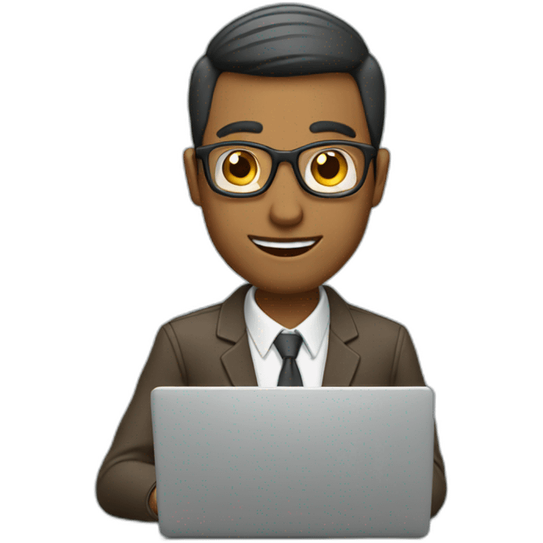 smart man using laptop emoji