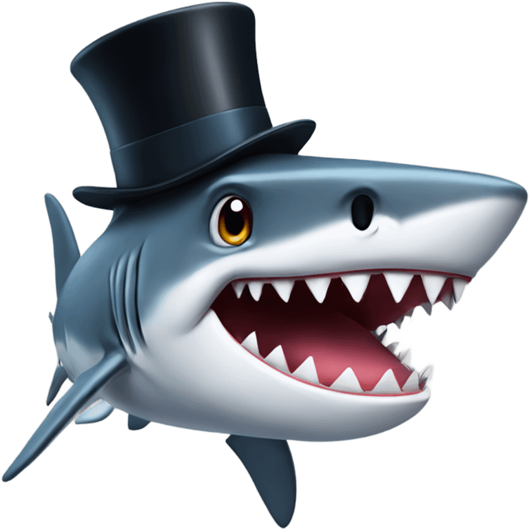 Shark with a top hat emoji