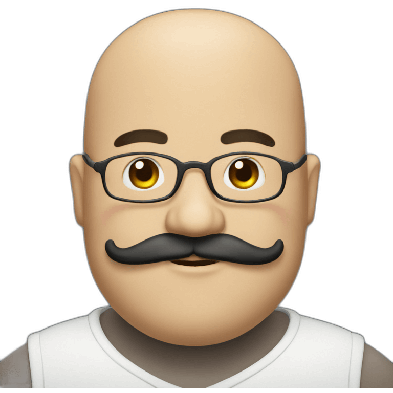 one fat bald man with moustache, long black beard emoji