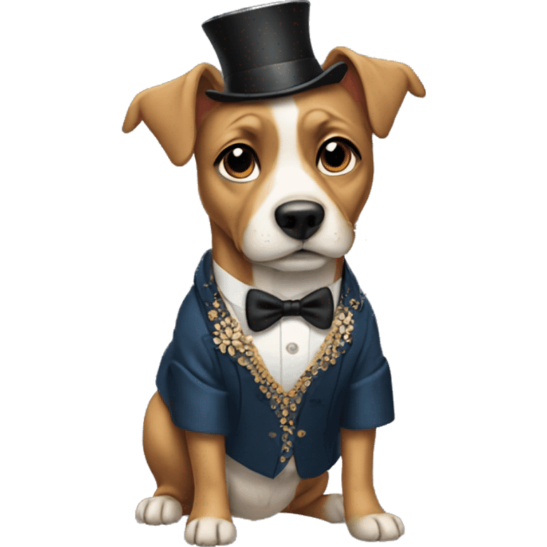 Dog wearing fancy clothes emoji