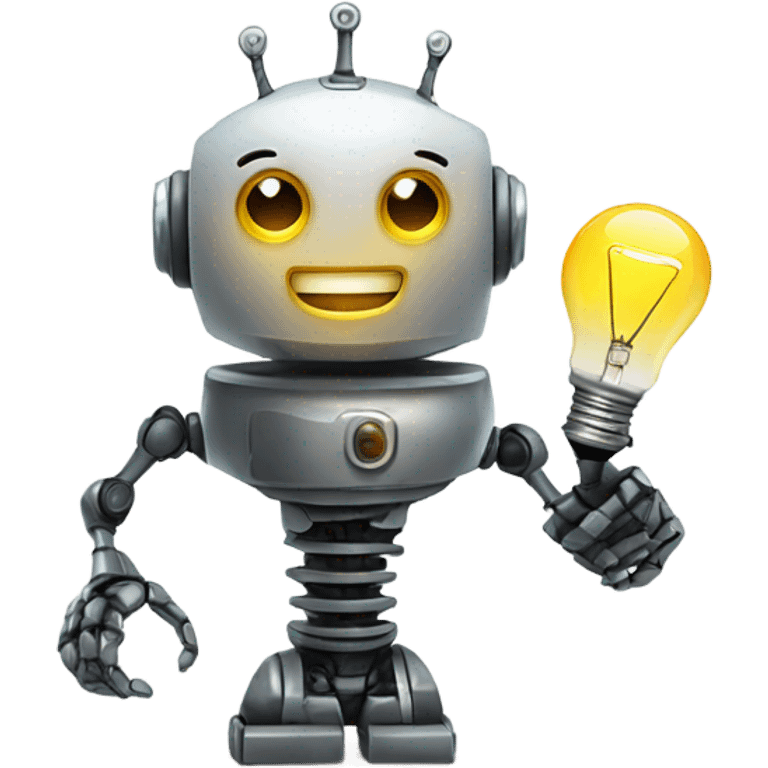 robot holds a light bulb emoji