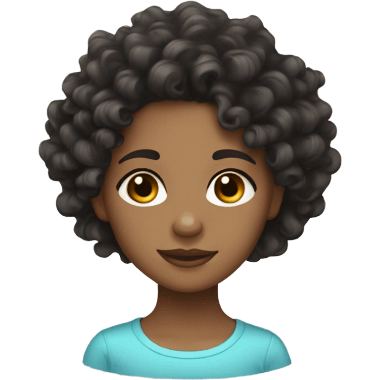 black curly wavy hair girl, with a light skin tone emoji