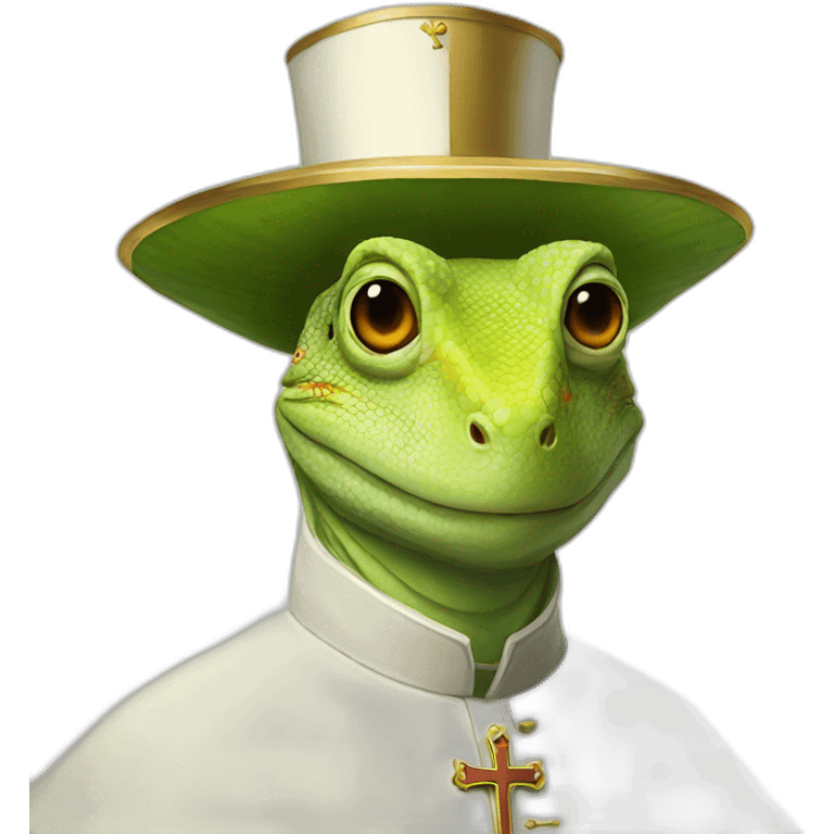 Lizard pope wearing pope hat emoji